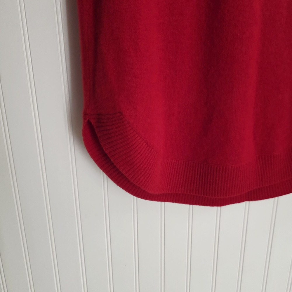 Belle France Cashmere Sweater Scalloped Hem Red Size Large - Picture 3 of 6